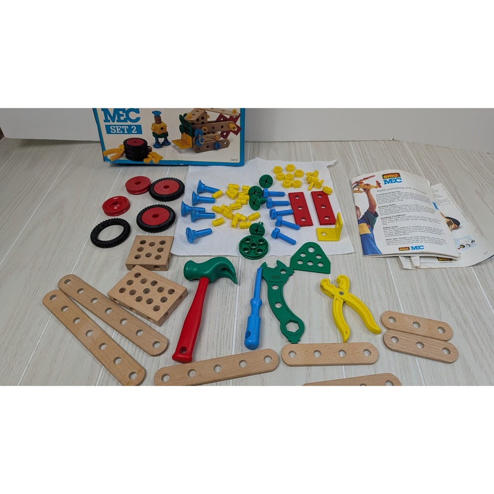 Brio MEC 2 PARTS Building Toy set INCOMPLETE Vintage Wood Construction Set 34410